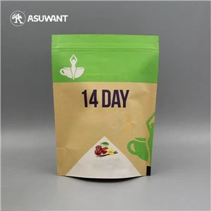 Stå upp påse Brown Kraft Paper Ziplock Bag för nötter Protein Powder Coffee Tea