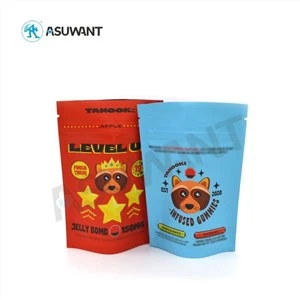3.5 Gummies bär ätbar plast Ziplock Packaging Väska för Candy Sugar Sweet