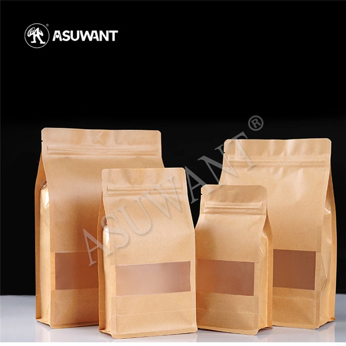 Eco Friendly Soil Color Kraft Paper dragkedja påsar förpackning för torkad frukt / nötter