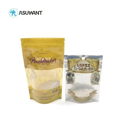 Gravure Printing Food Grade Medical Cannabis Ziplock Påsar med tydligt fönster
