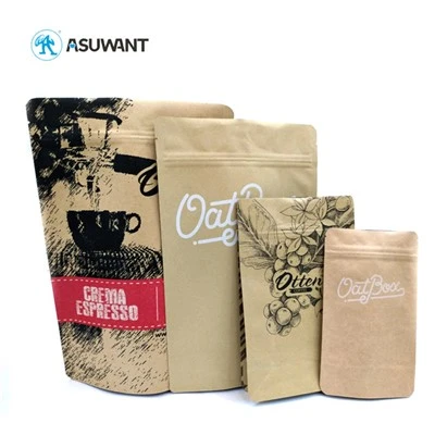 Aluminiumfolie i stor storlek inuti Kraft Paper Bag 3 Sidan Tätningsnötter Snacks förpackningsväska med tårskår