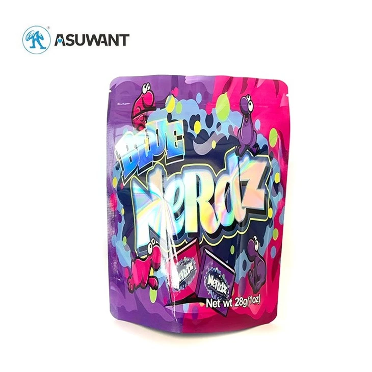 Custom Printed Baggies Aluminiserad folie Luktsäker Cookie Plastförpackning Mylar ZipLock-påsar